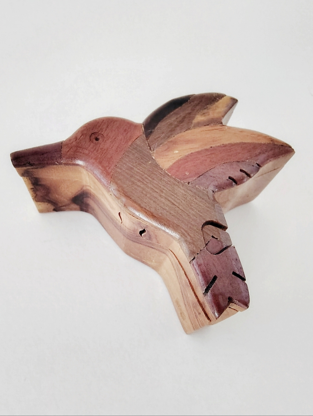 Inlaid Wooden Hummingbird Puzzle Treasure Box